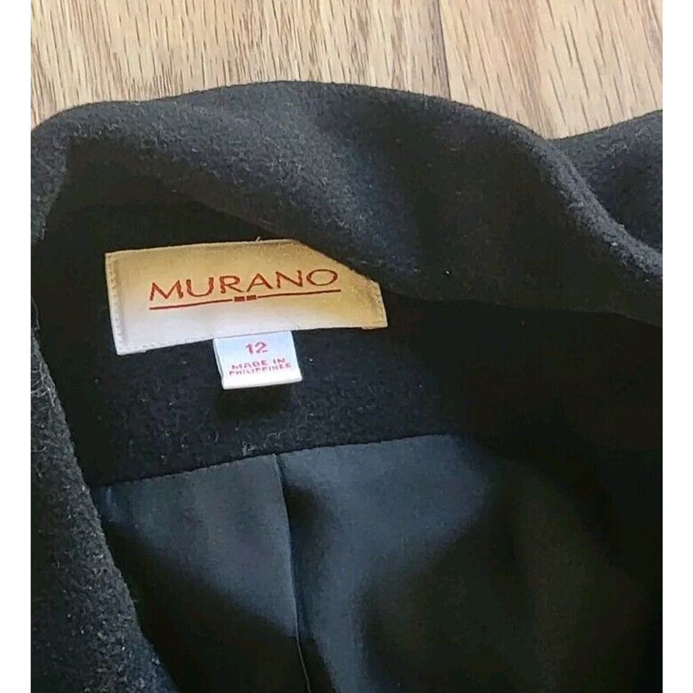 Vintage Murano Wool blend  Long Coat Women's Size 12 Black Button - Picture 12 of 15